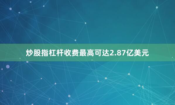 炒股指杠杆收费最高可达2.87亿美元